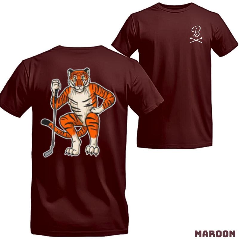 Barstool Golf T-Shirt - White unisex tee featuring a unique golfing tiger design, perfect for golf enthusiasts and animal lovers, ideal for an energetic and creative style.