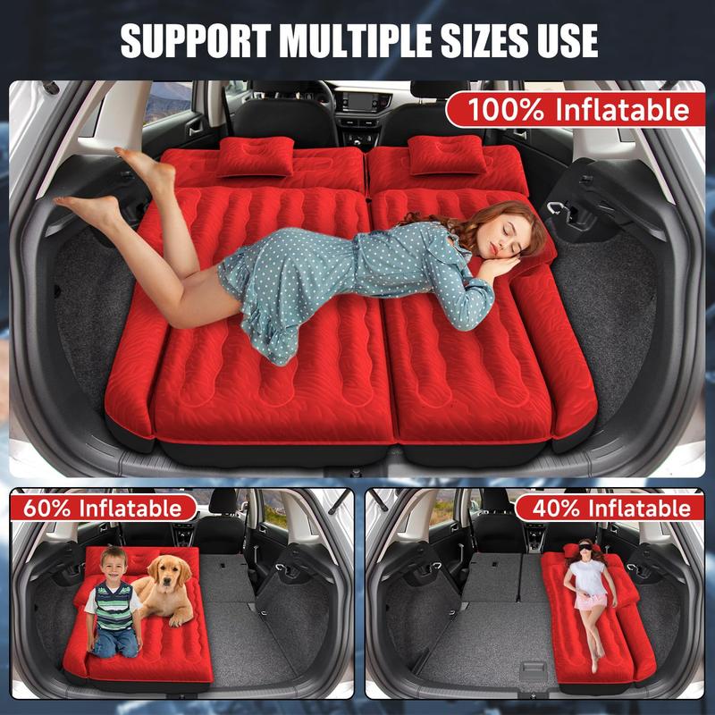 Inflatable SUV Air Mattress Bed Car Mattress for SUV, Double-Sided Flocking Travel Camping Bed Car Air Mattress, Car Sleeping Mattress Bed for Universal SUV with Car Air Pump 2 Pillows airmattress bed