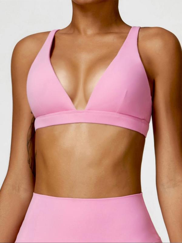 Sporty Women's Plain Buckleless Sports Bra, Gym Clothing, Sports Quick Drying High Stretch Lingerie Top, Ladies Sportswear for Indoor Outdoor Wear Sports Bra