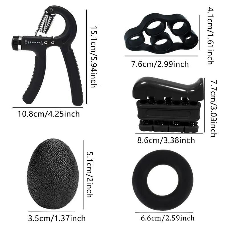 5 PCS Grip Strengthener Workout Kit - Forearm Grip Adjustable Resistance Hand Gripper - Finger Exerciser, Grip Ring & Stress Relief Grip Ball - Muscle Building and Hand Injury Recovery finger gripper