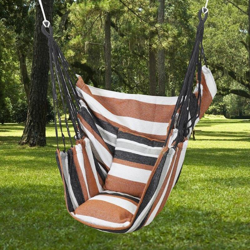 Striped Print Hammock Chair without Cushion and Throw Pillow, Outdoor Portable Comfortable Breathable Hammock Chair with Storage Bag for Camping, Picnic, Camping Essentials, Hammock, Outdoor Furniture, Room Chair