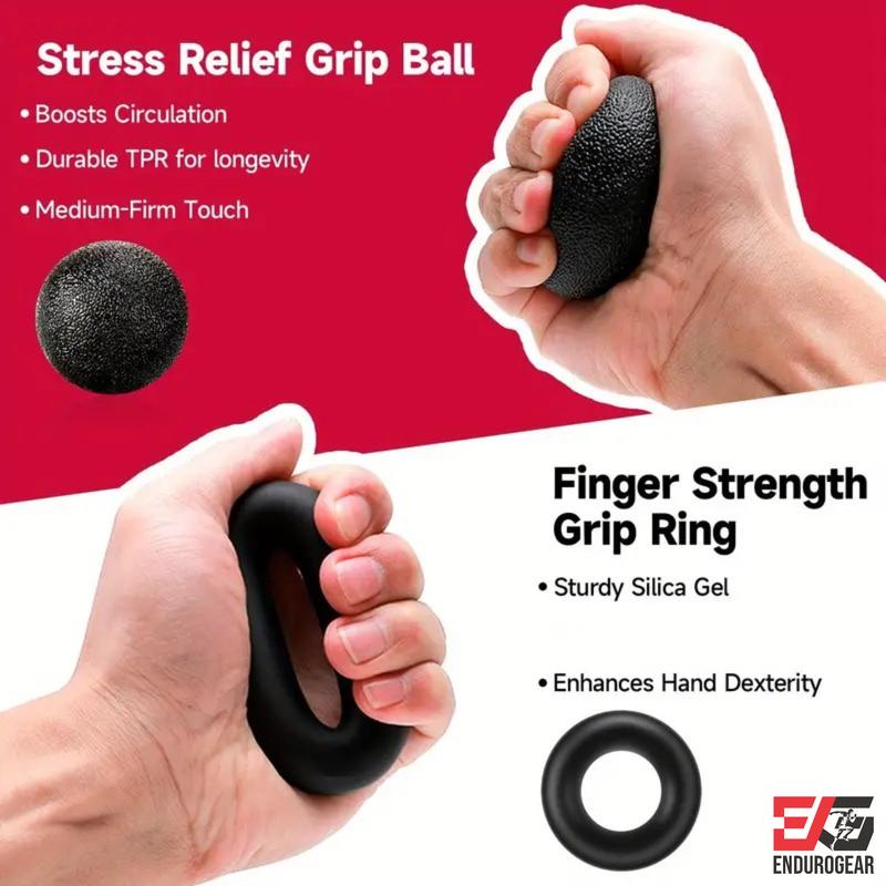 ENDUROGEAR 5-Piece Grip Strengthener Kit - Adjustable Hand Gripper, Finger Exerciser, Stress Relief Ball, & Forearm Strength Trainer