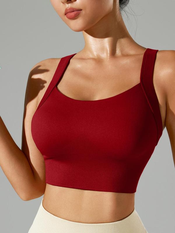 Women's Solid Criss Cross Wireless Sports Bra, Breathable Comfortable High Stretch Sports Bra, Cute Gym Clothes,  Gym Clothes Set,  Ladies Sportswear for Indoor Outdoor Wear