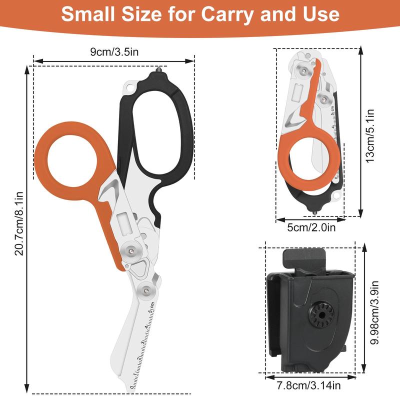 6 in 1 Multifunctional Tactical Scissors with Sheath, 1 Set Multipurpose Scissors with Screwdriver, Portable Scissors for Outdoor Camping Hiking