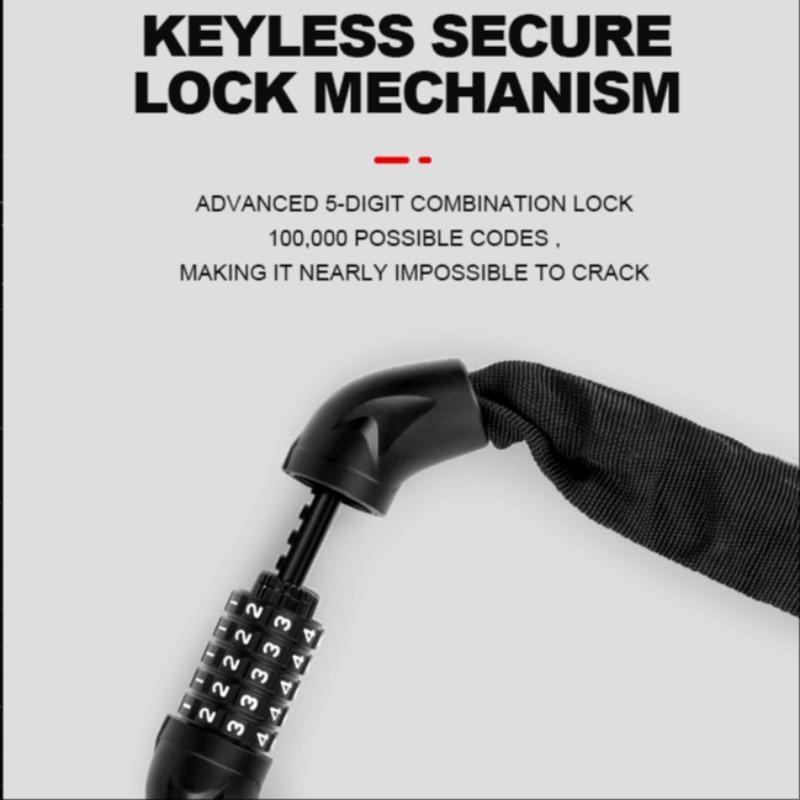 Bicycle Chain Lock, Waterproof & Anti-theft Bicycle Chain Lock, 5 Digits Combination Lock For Scooter Bike Motorcycle