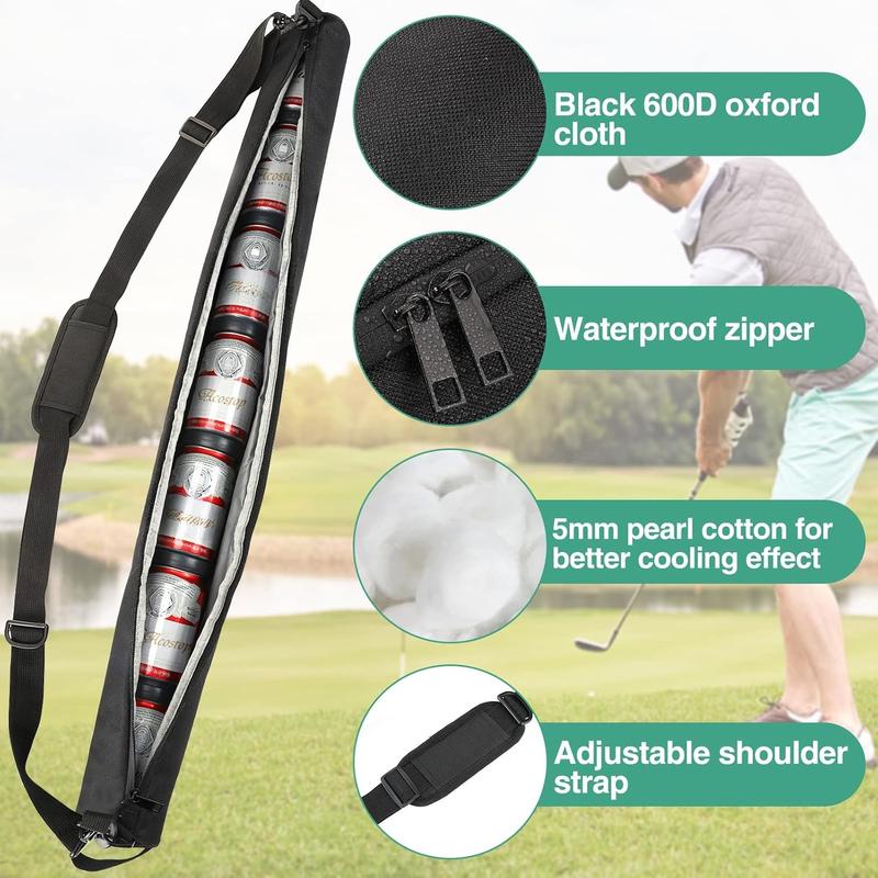 Golf Cooler Sleeve with 6 Ice Pucks- 7 Cans Golf  Cooler Bag Golf  Sleeve for Golf Bag to Keep Drinks Cold for Hours-  Golf Gift Golf Accessories for Fathers Men Women Golf Lovers