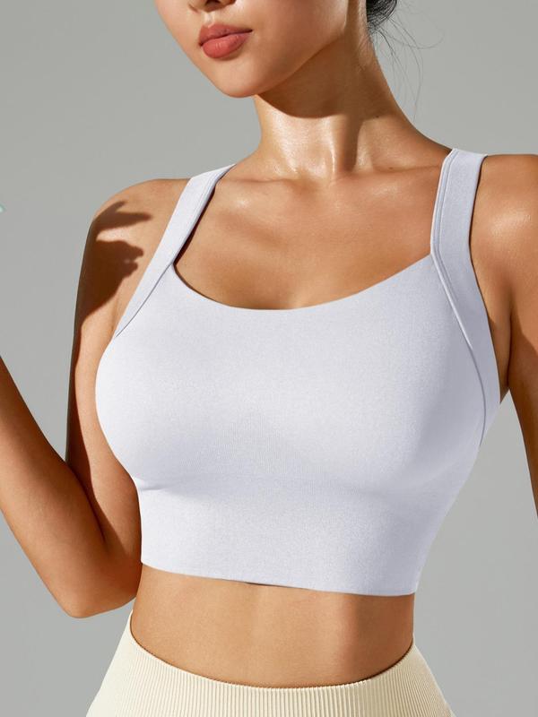 Women's Solid Criss Cross Wireless Sports Bra, Breathable Comfortable High Stretch Sports Bra, Cute Gym Clothes,  Gym Clothes Set,  Ladies Sportswear for Indoor Outdoor Wear