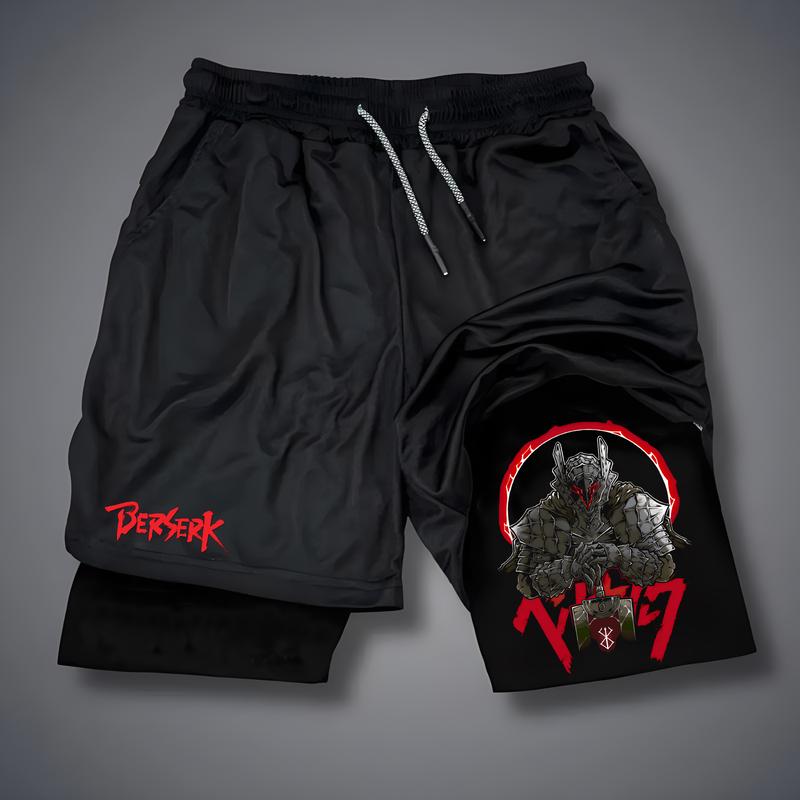 Sports Basketball Shorts Print Anime Gym Shorts Men Fitness Running Jogging Performance Shorts Active Track Shorts Athletic Workout Training Men 2-in-1 Double Layer Shorts Running Gear for Men