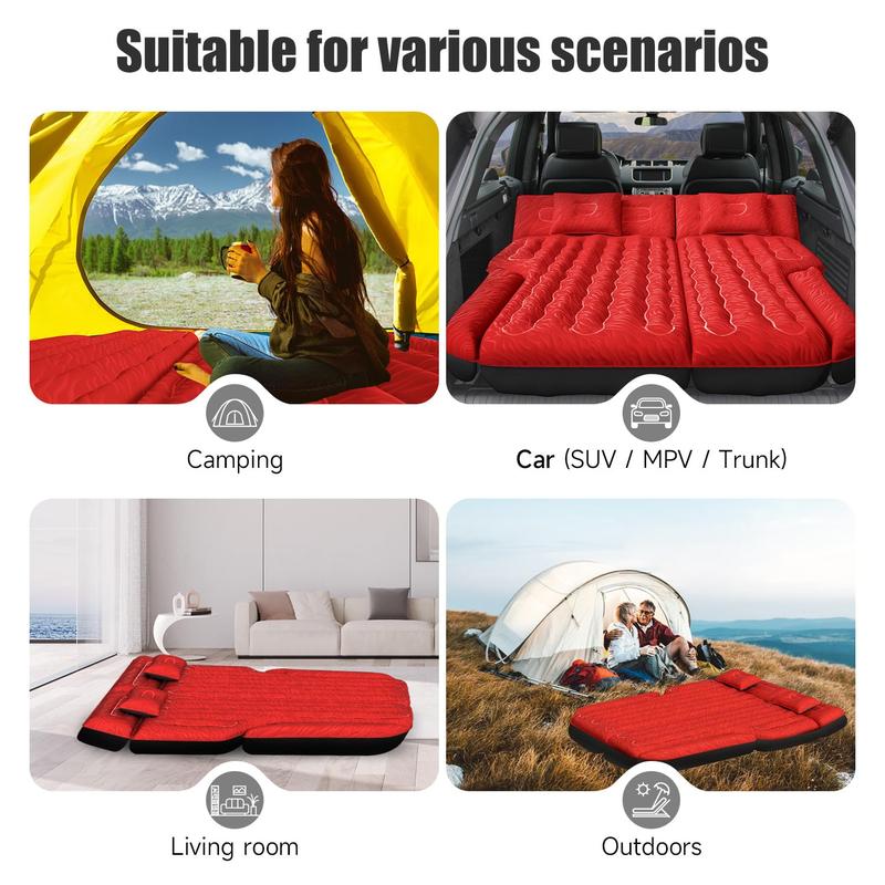 Inflatable SUV Air Mattress Bed Car Mattress for SUV, Double-Sided Flocking Travel Camping Bed Car Air Mattress, Car Sleeping Mattress Bed for Universal SUV with Car Air Pump 2 Pillows airmattress bed