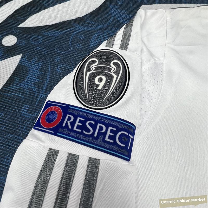 13-14  Champions League version of the home long and short-sleeved vintage jersey No. 7 Ronaldo Benzema Ramos soccer jersey set