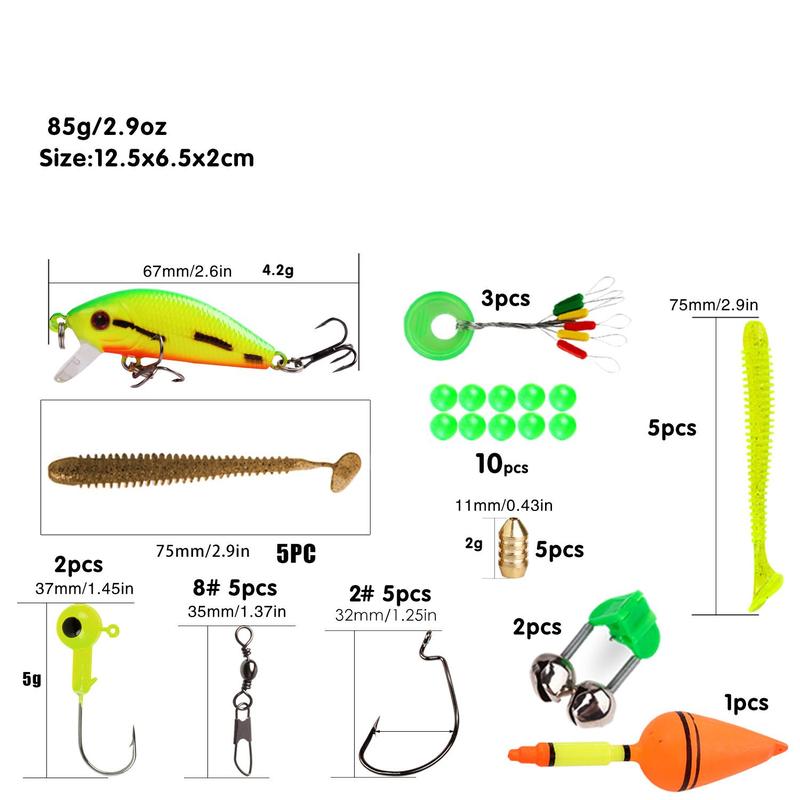 Fishing Pole Set, Father's Day Gift, 1 Set Including 1 Count 6 Section Telescopic Fishing Rod, 1 Spinning Reel, 1 Fishing Line, Assorted Fishing Lures and Fishing Hook, Saltwater Travel Outdoor Recreation Equipment for Flyfishing, Fishing Supplies