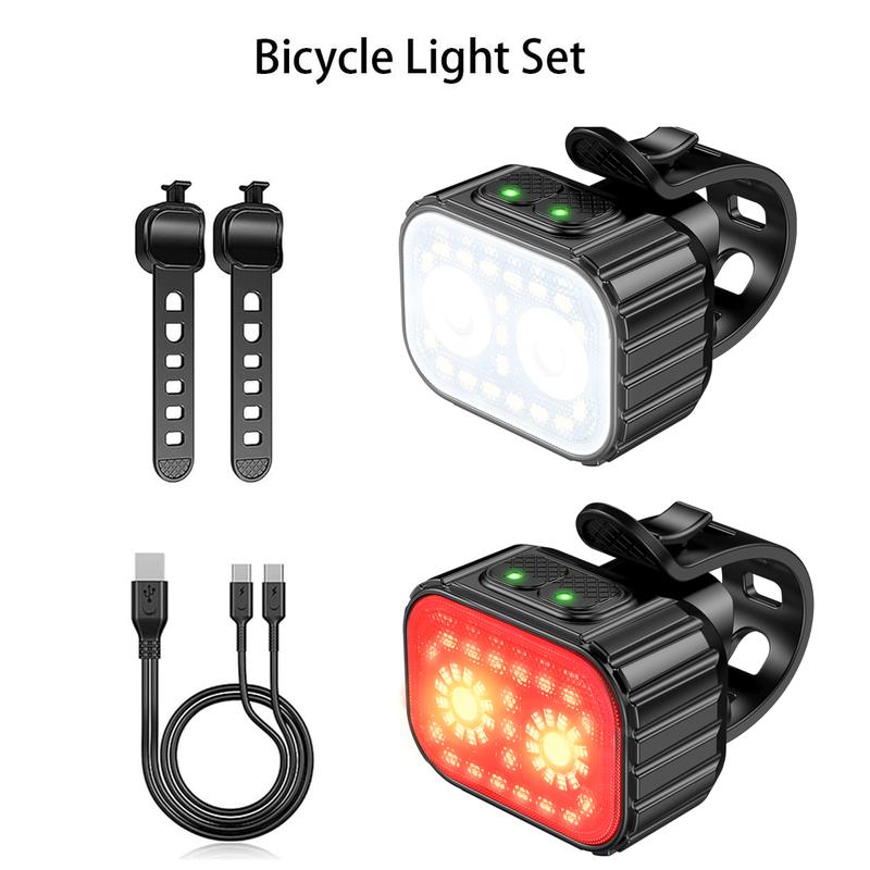 Cuvccn Bike Lights, Rechargeable Bicycle Lights Set Super Bright 8+12 Modes, IPX6 Waterproof Bike Lights for Night Riding Cycling Safety