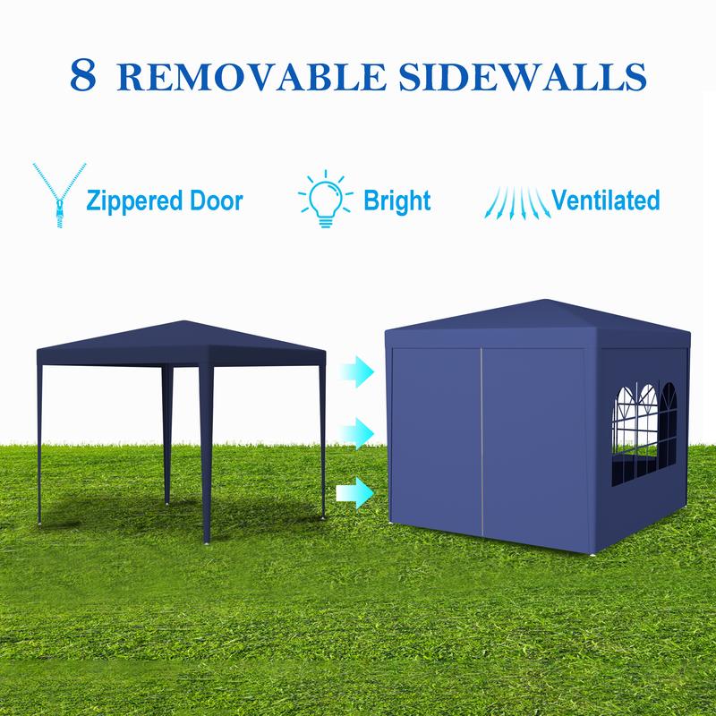 10'x10' Party Tent Outdoor Heavy Duty Gazebo Wedding Canopy + 4 Removable Walls ,Blue