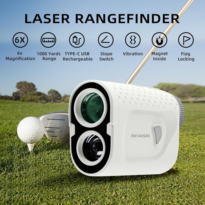 Range Finder for Golf with Slope Switch and Magnet, 1000 Yds Golf Rangefinder Featured in Pin Lock Vibration and Slope Compensation, Mini Size Laser Range Finder