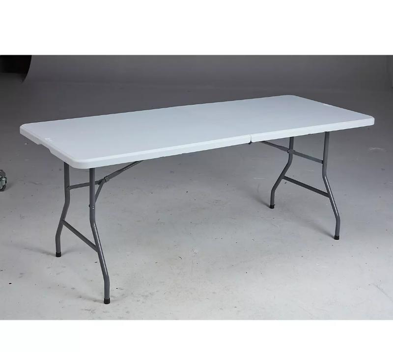 6FT Plastic Folding Table Portable Fold-in-Half Picnic Utility Table with Handle