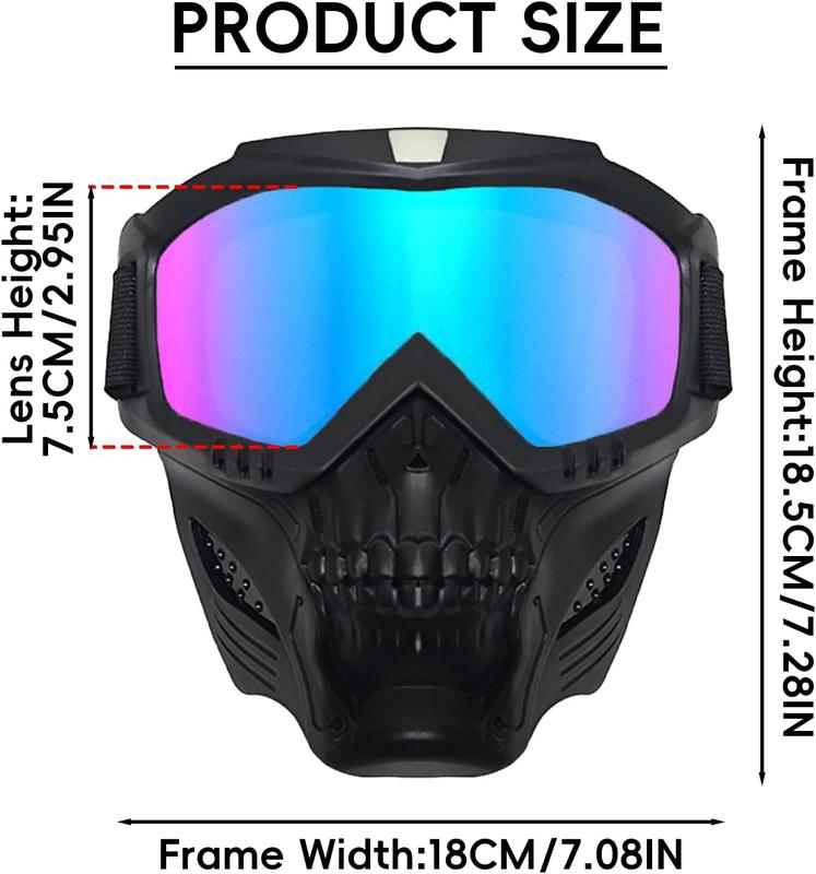 Stylish Glasses for Bicycling - Fog Proof and Warm, Adjustable Cool Skull Retro Riding Motorcycle Goggles