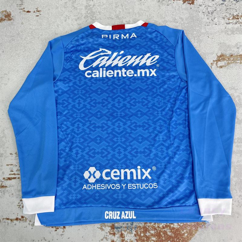 24 25 MEXICO CRUZ AZUL LIGA MX Home Long Sleeve Soccer Jersey Quick Dry Fan Edition