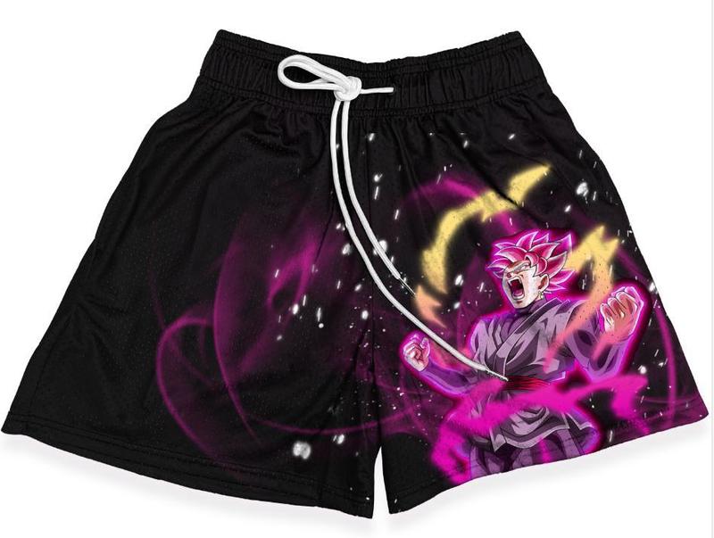 Goku Black Rose Dragon Ball Shorts Sport Knee Pants with Four Pockets for Men and Women - Breathable Polyester Material