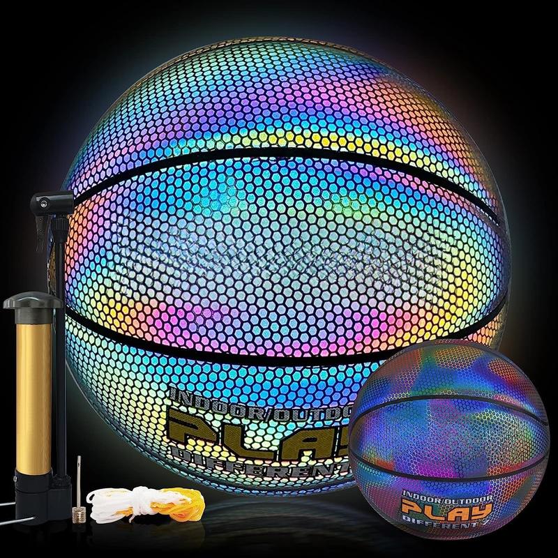 NightPlay Reflective Basketball Size 7 - Cool Holographic Glow Basketball for Night Game, Ideal Gift for Boys Girls 10-14 Year Old, Cool Teen Toys