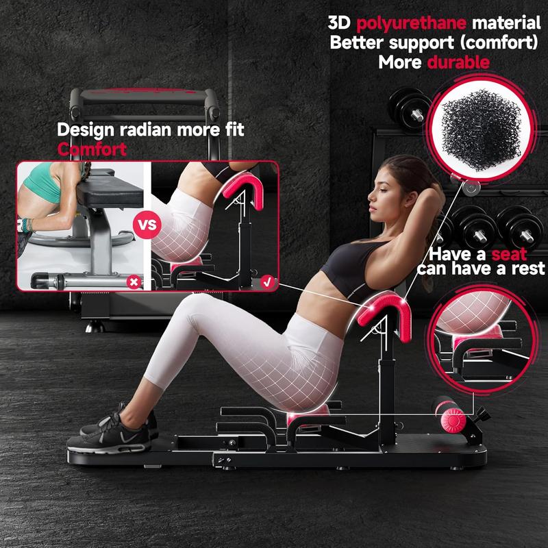 Hip Thrust Machine with High Resistance and Protectors Pad - 3D High Density Polyurethane Cushion - Premium Squat for at Home Gym-Comes with Handles to Exercise Your Arms