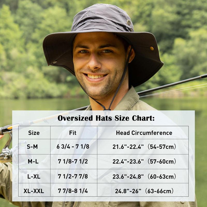 TOP-EX XL XXL Large Size Oversized Mens Sun Hats Fishing Bucket Boonie Beach UV Protection Wide Brim