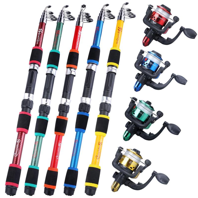 Fishing Pole Set, Father's Day Gift, 1 Set Including 1 Count 6 Section Telescopic Fishing Rod, 1 Spinning Reel, 1 Fishing Line, Assorted Fishing Lures and Fishing Hook, Saltwater Travel Outdoor Recreation Equipment for Flyfishing, Fishing Supplies