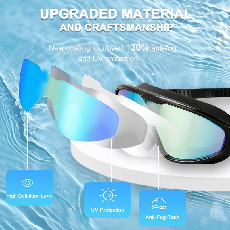 SILKWORLD Swim Goggles 1~2 Pack, Wide View Anti Fog&UV Swimming Goggles for Audlt, No Leaking Swim Glasses for Men Women Youth speedo