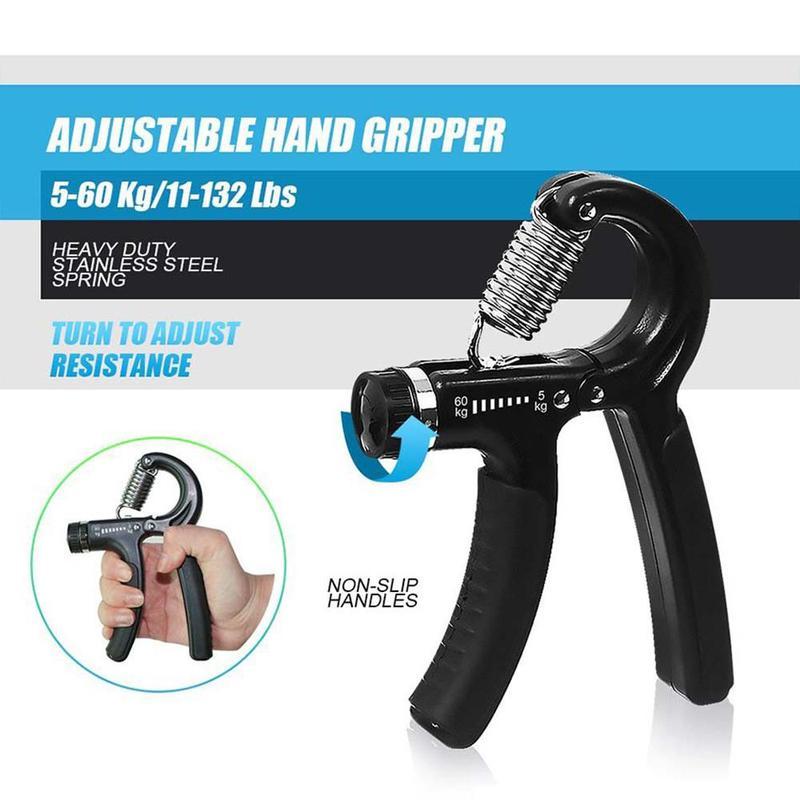 5 PCS Grip Strengthener Workout Kit - Forearm Grip Adjustable Resistance Hand Gripper - Finger Exerciser, Grip Ring & Stress Relief Grip Ball - Muscle Building and Hand Injury Recovery finger gripper