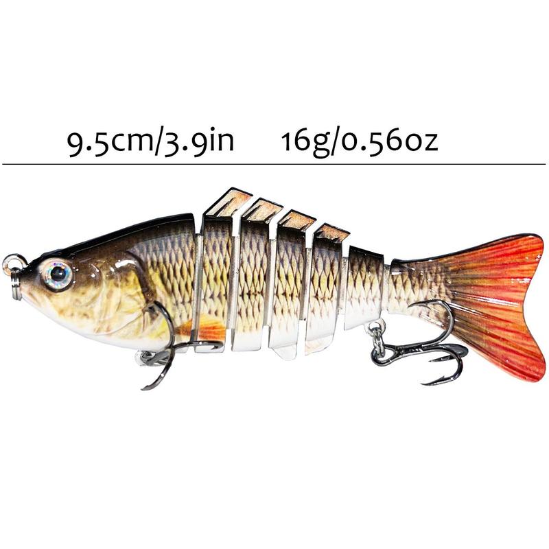 7-segmented Fishing Lure, Lifelike Slow Sinking Segmented Fishing Lure with Treble Hooks, Swimming Fishing Lure for Freshwater Saltwater