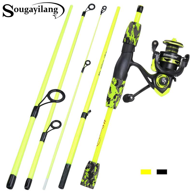 Fishing Rod and Reel Combo, 1 Set Portable 4 Sections Fishing Rod with Spinning Fishing Reel, Fishing Gear for Beginner and Travel,  Fishing Gear