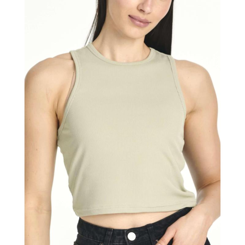 Real Essentials 5 Pack: Women's Ribbed Sleeveless Cropped Racerback Tank Top Casual Crop Top