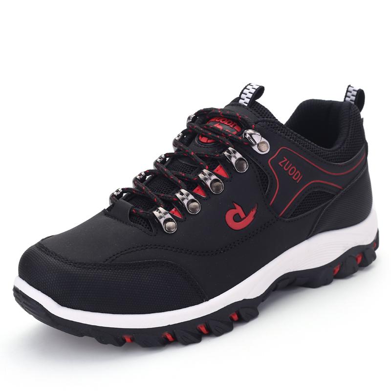 Men's Outdoor Sports Shoes Casual Leather Sneakers Breathable Waterproof Camping Shoes Anti-slip Shock Absorption Hiking Shoes