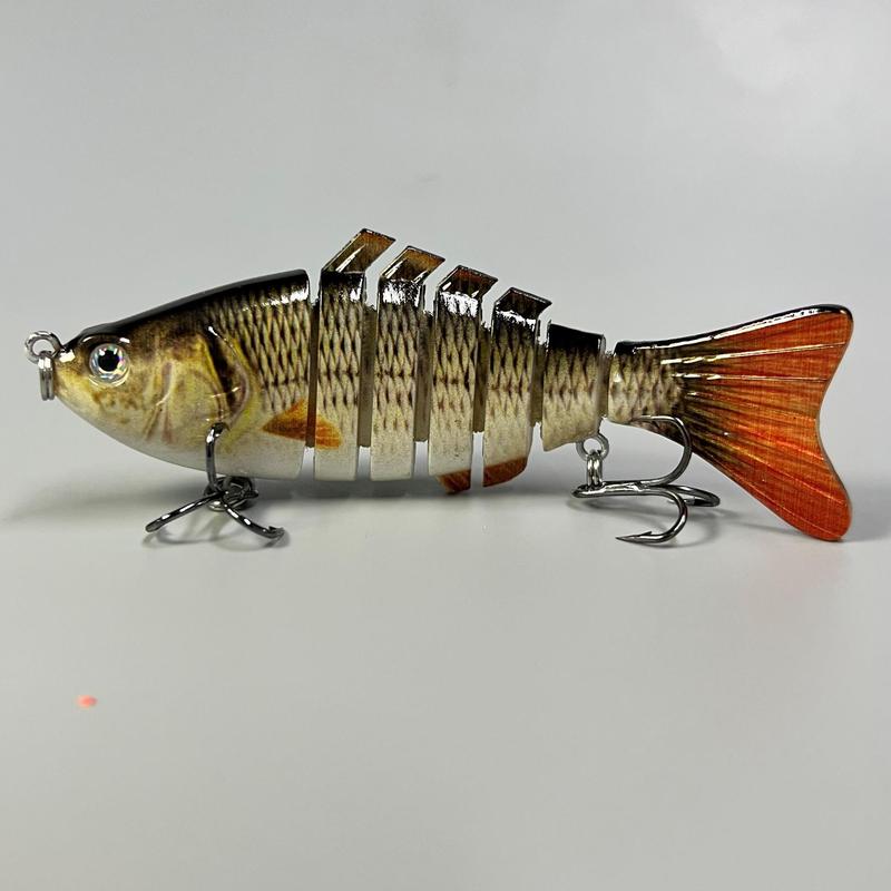 7-segmented Fishing Lure, Lifelike Slow Sinking Segmented Fishing Lure with Treble Hooks, Swimming Fishing Lure for Freshwater Saltwater