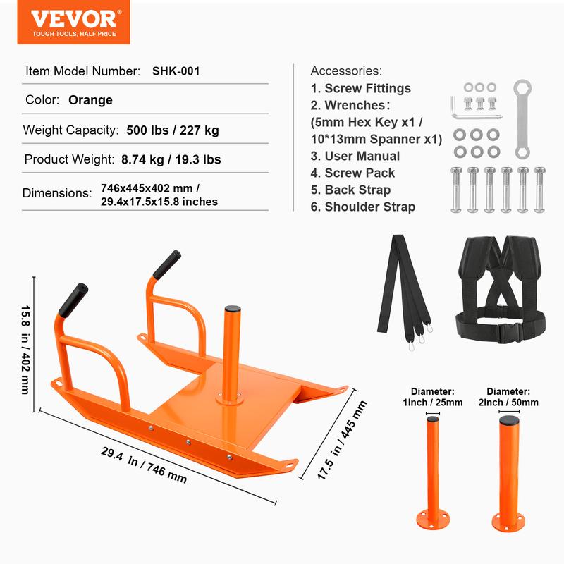 VEVOR Weight Training Pull Sled, Fitness Strength Speed Training Sled with Handle, Steel Power Sled Workout Equipment for Athletic Exercise & Speed Improvement, Suitable for 1