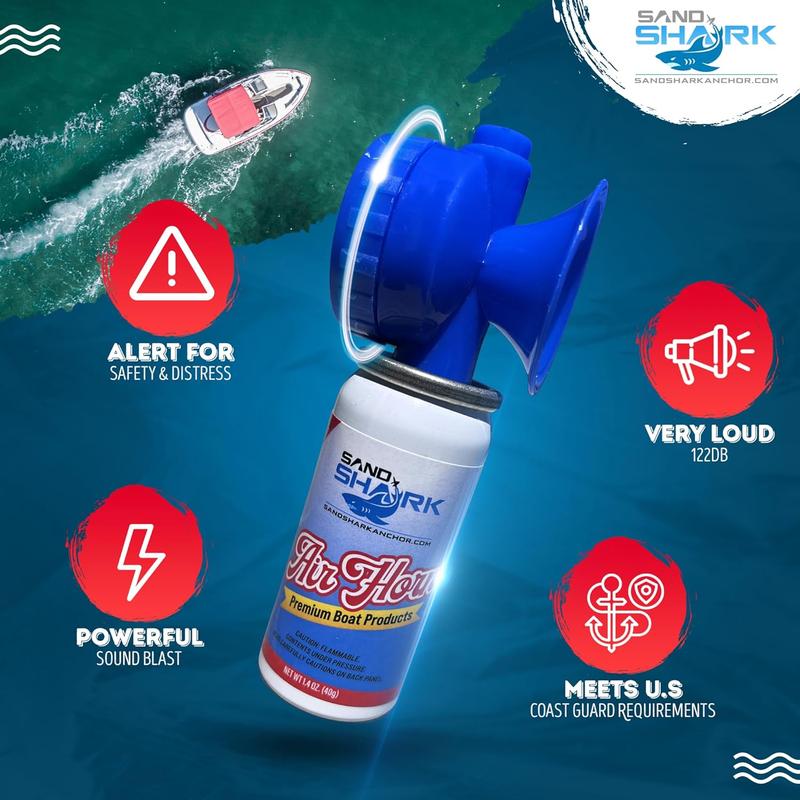 SandShark Premium Safety Air horn, Great for Boats, Camping, Outdoors, Personal Safety 1.4oz