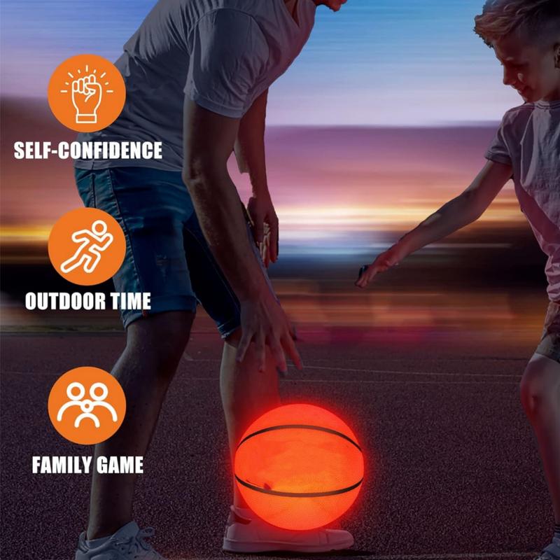 Glow in the Dark Light Up Basketball - Glowing Red Basket Ball for Night Ball Games - Sports Gear Accessories Gifts for Boys