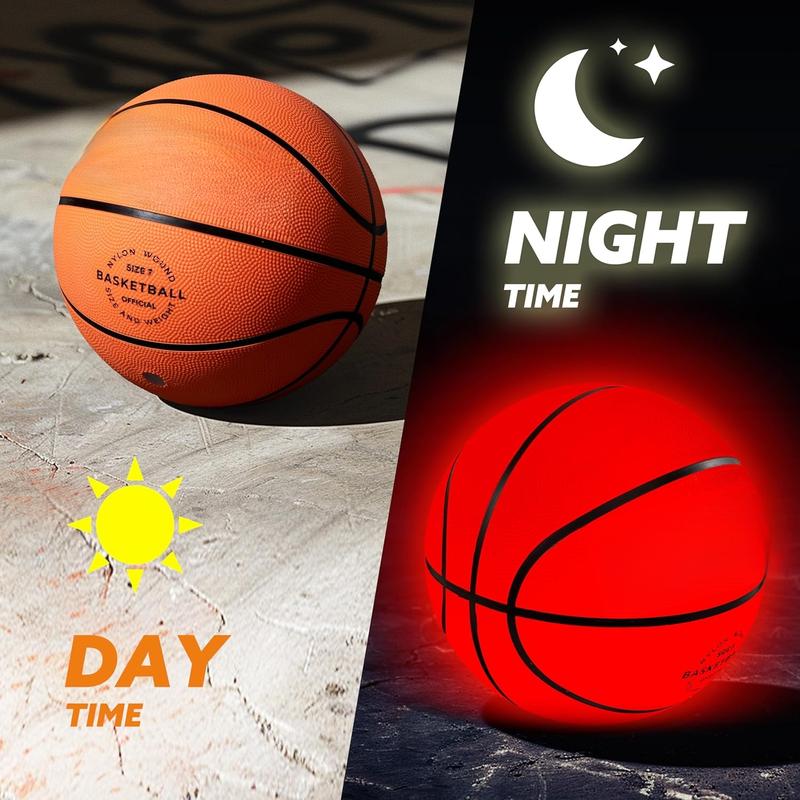 Glow in The Dark Basketball for Boys, Light Up Basketball for Night Basketball Games, Red Glowing Ball, Basketball Accessories Gifts for Teen Boy Toys Ages 3 Old and Up