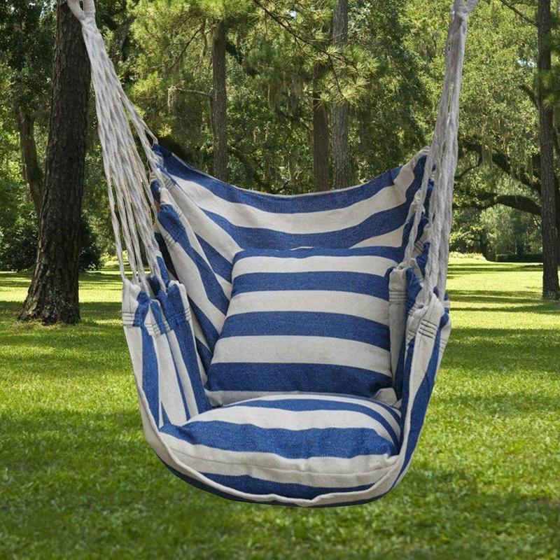 Striped Print Hammock Chair without Cushion and Throw Pillow, Outdoor Portable Comfortable Breathable Hammock Chair with Storage Bag for Camping, Picnic, Camping Essentials, Hammock, Outdoor Furniture, Room Chair