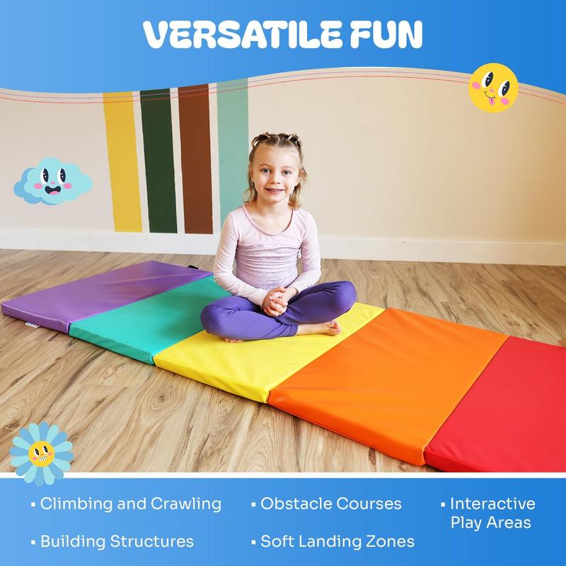 Kids' Rainbow tumbling mat-foldable gymnastics exercise mat for home and outdoor use