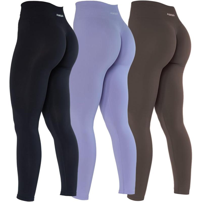 AUROLA  3 Pieces Pack Set Dream Collection Workout Leggings for Women High Waist Seamless Scrunch Athletic Running Gym Fitness Active Pants outdoor tights