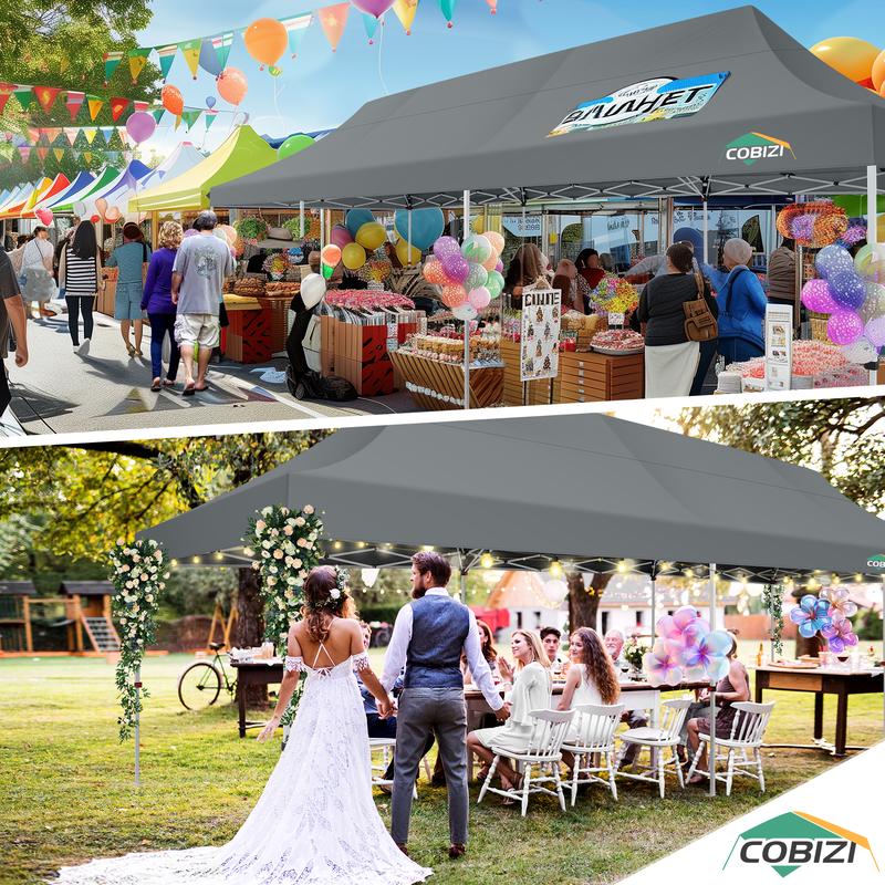 COBIZI 10x30 Pop Up Canopy Tent with 8 Removable Sidewalls Ez Pop Up Party Tent, Waterproof Instant Shelter UPF50+