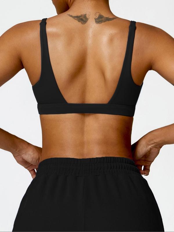 Sporty Women's Plain Buckleless Sports Bra, Gym Clothing, Sports Quick Drying High Stretch Lingerie Top, Ladies Sportswear for Indoor Outdoor Wear Sports Bra