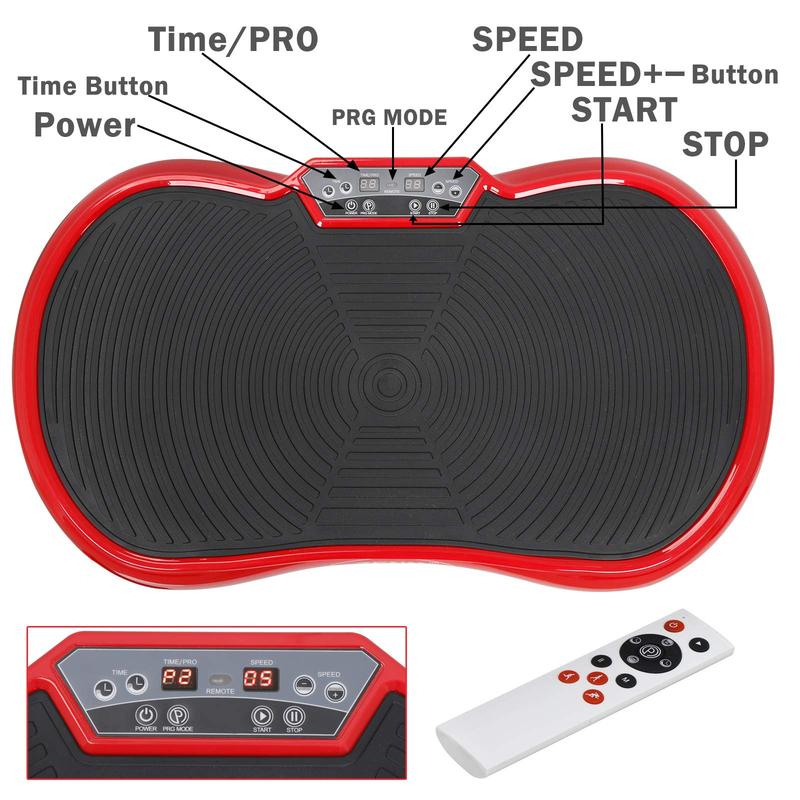 DEAL Pro Vibration Plate Exercise Machine - Whole Body Workout Vibration Fitness Platform Fit Massage Workout Trainer w_Loop Bands + Bluetooth + Remote, 99 Levels (Red) _ Sports & Outdoors