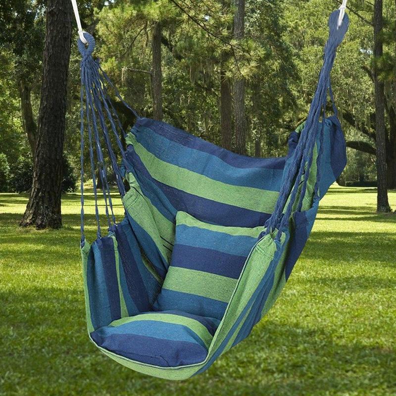 Striped Print Hammock Chair without Cushion and Throw Pillow, Outdoor Portable Comfortable Breathable Hammock Chair with Storage Bag for Camping, Picnic, Camping Essentials, Hammock, Outdoor Furniture, Room Chair