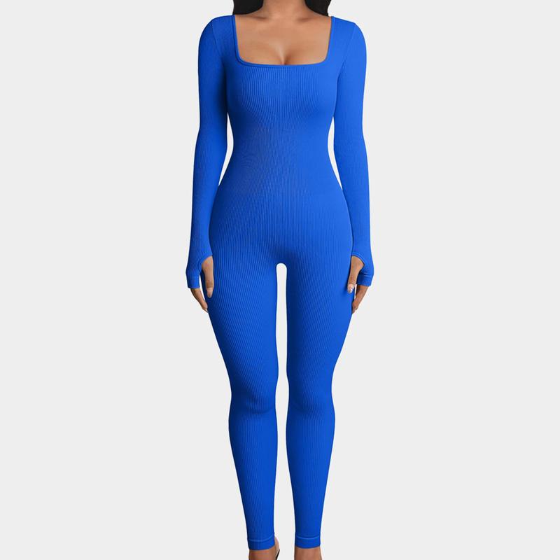 GQF Women's   Ribbed Long Sleeve Sport Jumpsuits3306[comfort shaping sculpting confidence-boosting belly-control bodysuit and shapewear]