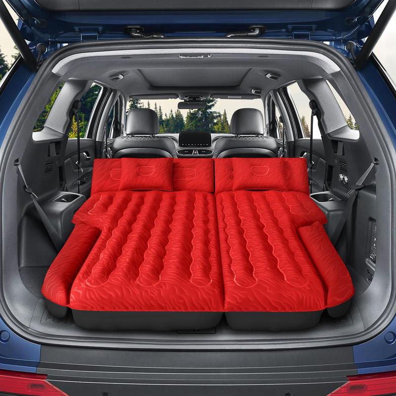 Inflatable SUV Air Mattress Bed Car Mattress for SUV, Double-Sided Flocking Travel Camping Bed Car Air Mattress, Car Sleeping Mattress Bed for Universal SUV with Car Air Pump 2 Pillows airmattress bed