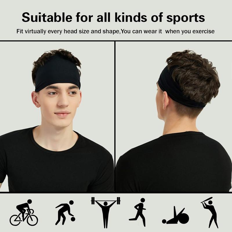 Men's Sports Headband (5-Pack), Moisture Wicking Workout Headband, Running, Cycling, Football, Yoga, Hair Bands for Women and Men