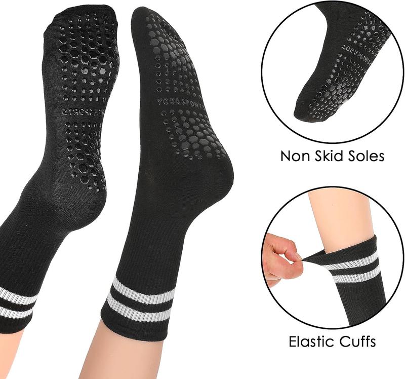 Sticky Socks for Pilates 3 Pairs Soft Grippy Socks Yoga Socks for Women Non Slip Barre Socks with Grips for Women Barre Dance Workout(Black, White, Grey)