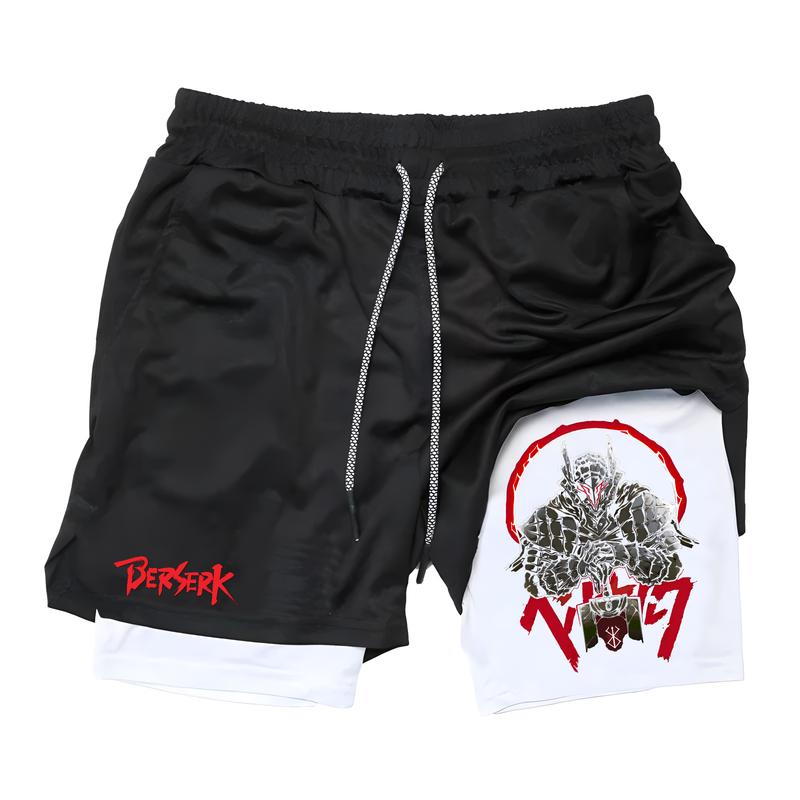 Sports Basketball Shorts Print Anime Gym Shorts Men Fitness Running Jogging Performance Shorts Active Track Shorts Athletic Workout Training Men 2-in-1 Double Layer Shorts Running Gear for Men