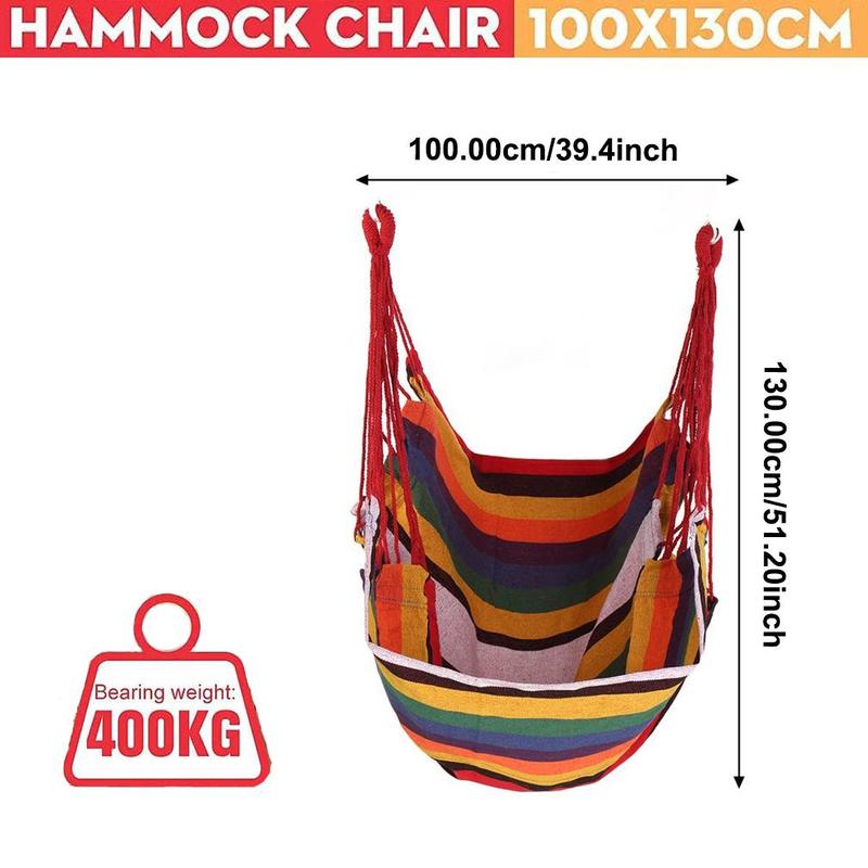 Striped Print Hammock Chair without Cushion and Throw Pillow, Outdoor Portable Comfortable Breathable Hammock Chair with Storage Bag for Camping, Picnic, Camping Essentials, Hammock, Outdoor Furniture, Room Chair